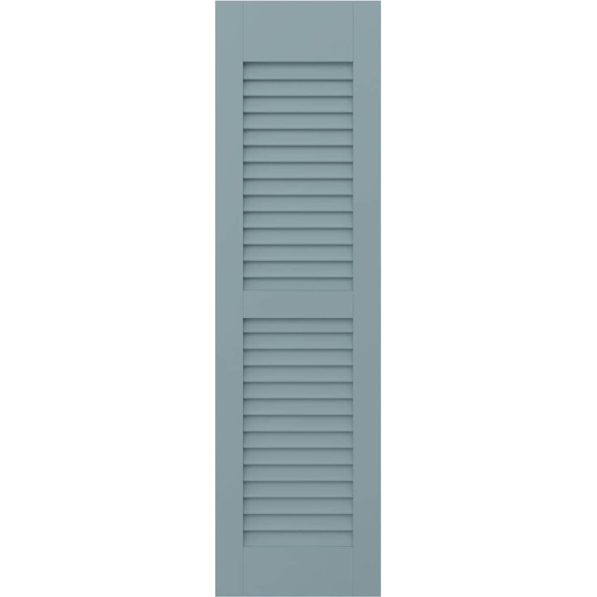 Ekena Millwork 18-in W x 41-in H Peaceful Blue Louvered Wood Exterior Shutters ( 2 -Pack )