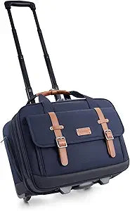 Rolling Laptop Bag for Men and Women, 16 Inch Roller Computer Briefcase, Underseat Carry On Luggage Suitcase with Wheels, Waterproof 2 Wheeled Case for Work, Travel, College, Mobile Office Bag, Navy