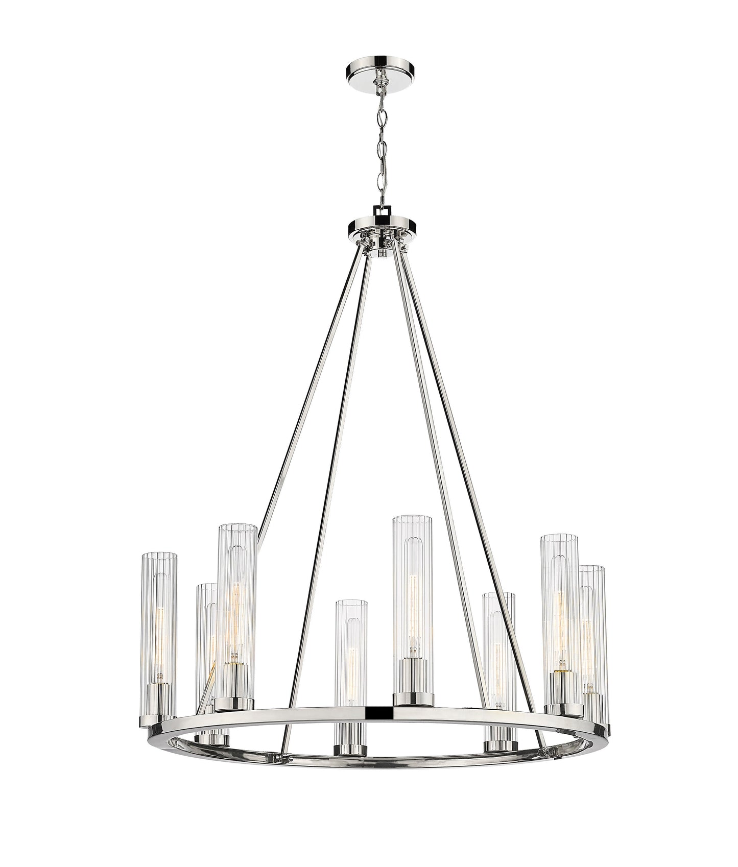 Z-Lite Beau 8 -Light Polished Nickel Indoor Clear glass Glass Steel Chandelier