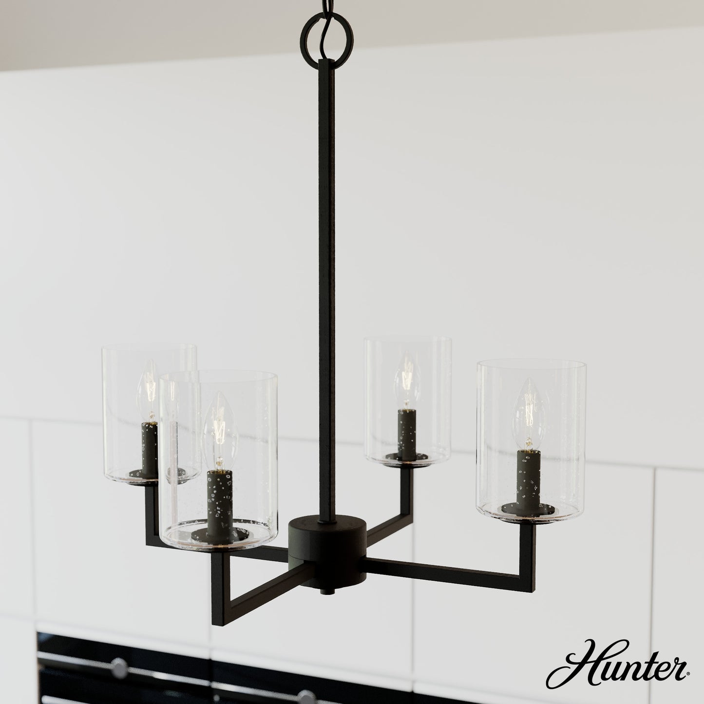 Hunter Kerrison 4 -Light Satin Black Indoor Metal Chandelier