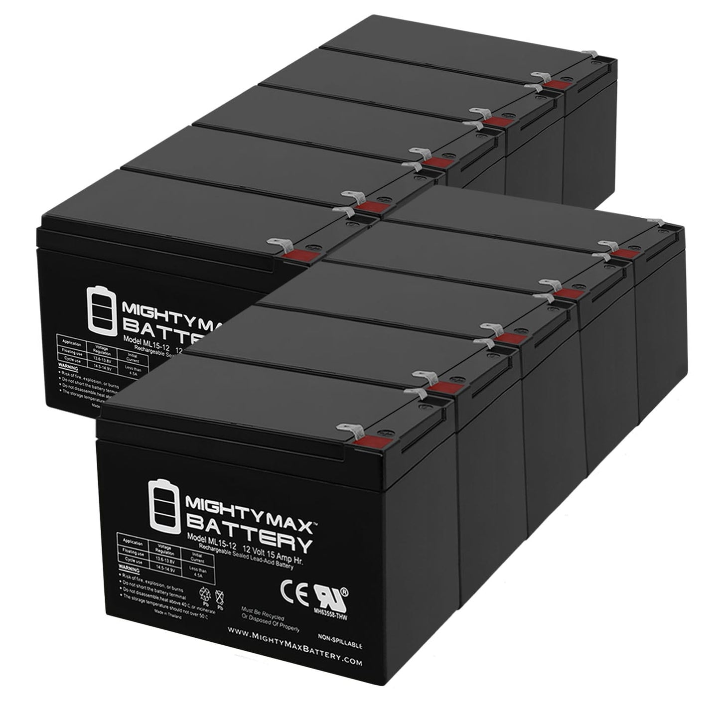 Mighty Max Battery 12V 15AH F2 for Neptune NT12-15 F2 Rechargeable Sealed lead acid 12150 Backup power Batteries 10 -Pack