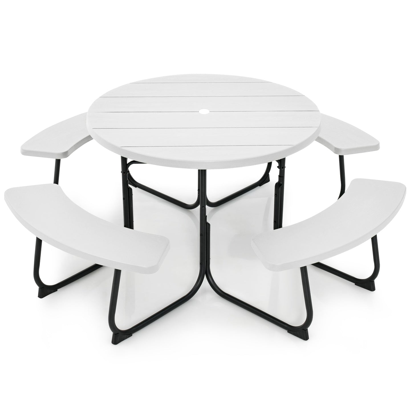 Forclover 43-in White Steel Round Picnic Table