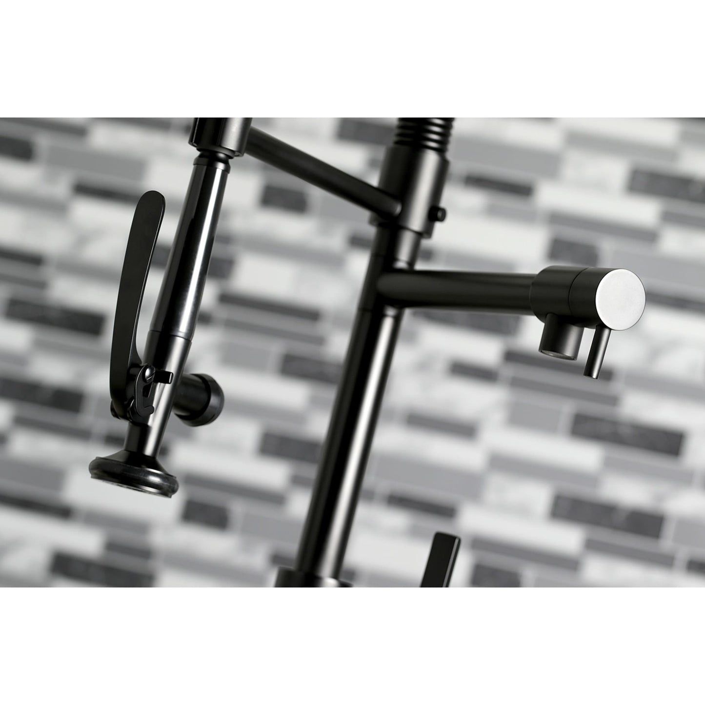 Kingston Brass Continental Matte Black Double Handle Deck-mount Pre-rinse Kitchen Faucet (Includes Deck Plate)