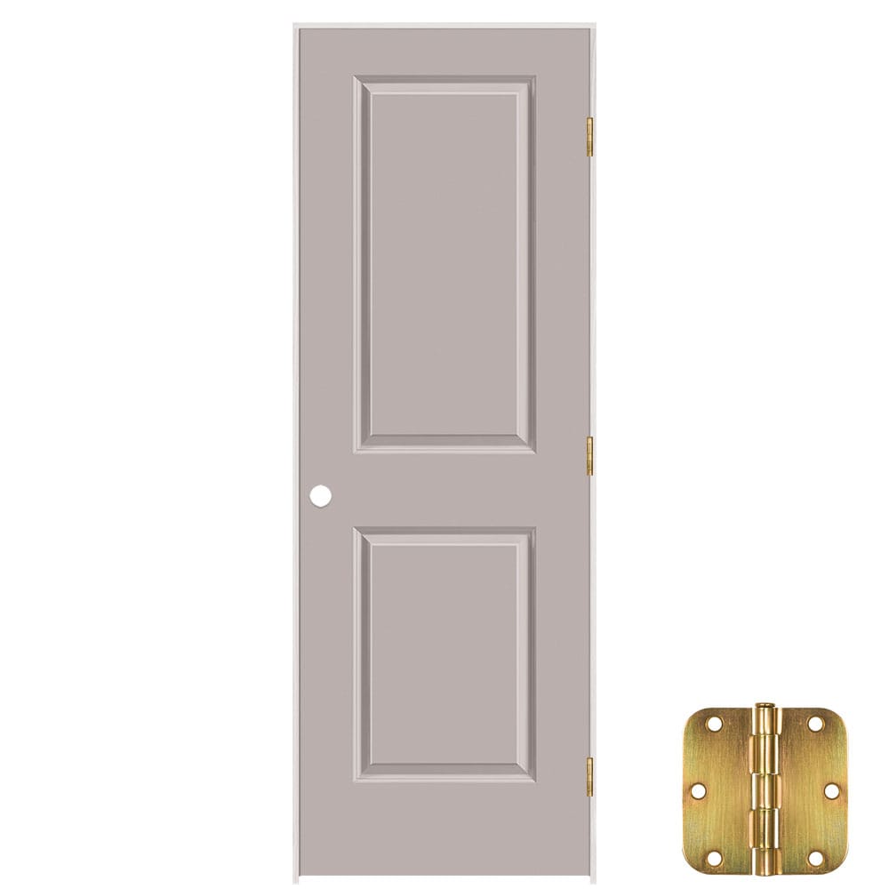 Masonite 36-in x 80-in Driftwood Solid core 2-panel Left hand Smooth Prefinished Molded composite Flat Jamb Single Prehung Interior Door