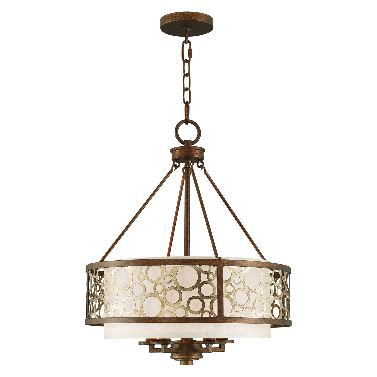 Livex Lighting Avalon 5 -Light Distressed Bronze Indoor Fabric Steel Chandelier