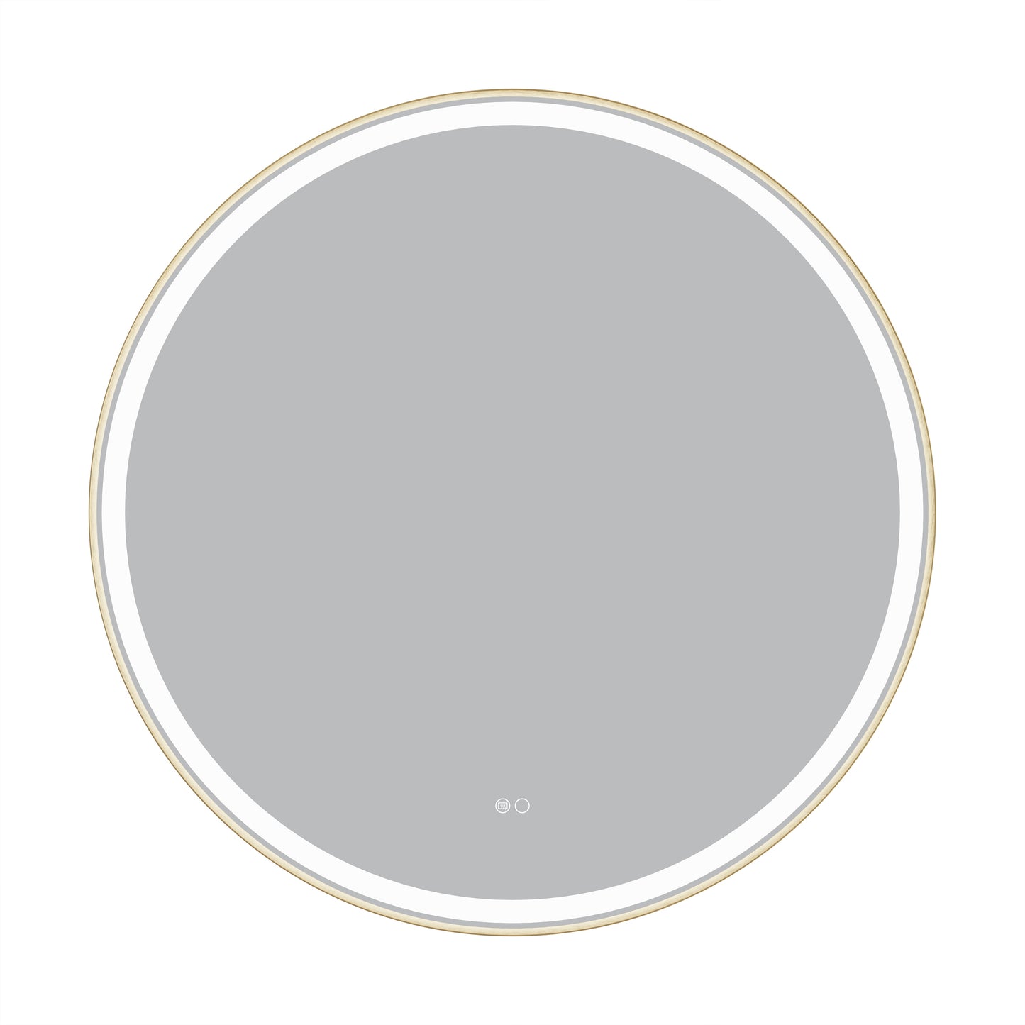 Forclover 36-in x 36-in Framed Round Dimmable LED Lighted Fog Free Bathroom Vanity Mirror ( Gold )