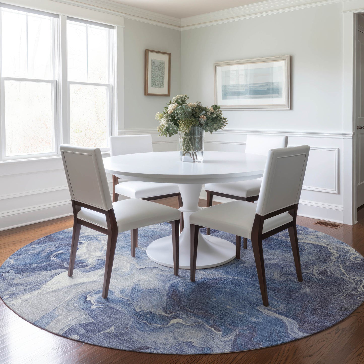 Addison Rugs Chantille ACN1687NA 8 x 8 (ft) Loomed Polyester Navy Round Indoor/Outdoor Machine washable Pet Friendly Area rug