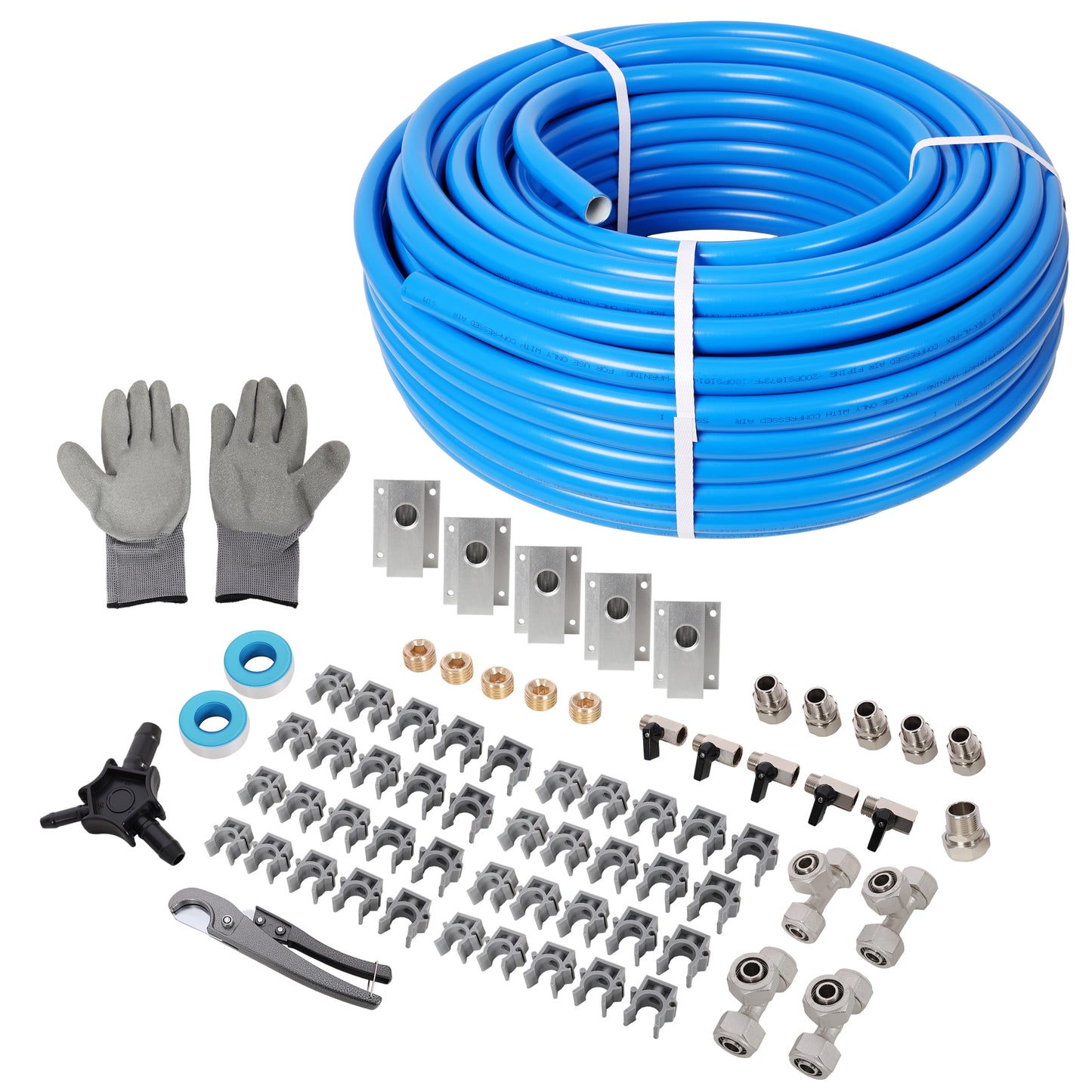 Siavonce 3/4-in x 200ft Air Compressor Piping High Quality PEX-AL-PEX Tubing Air Hose Kit Air Compressor AccessoriesBlue Tubing