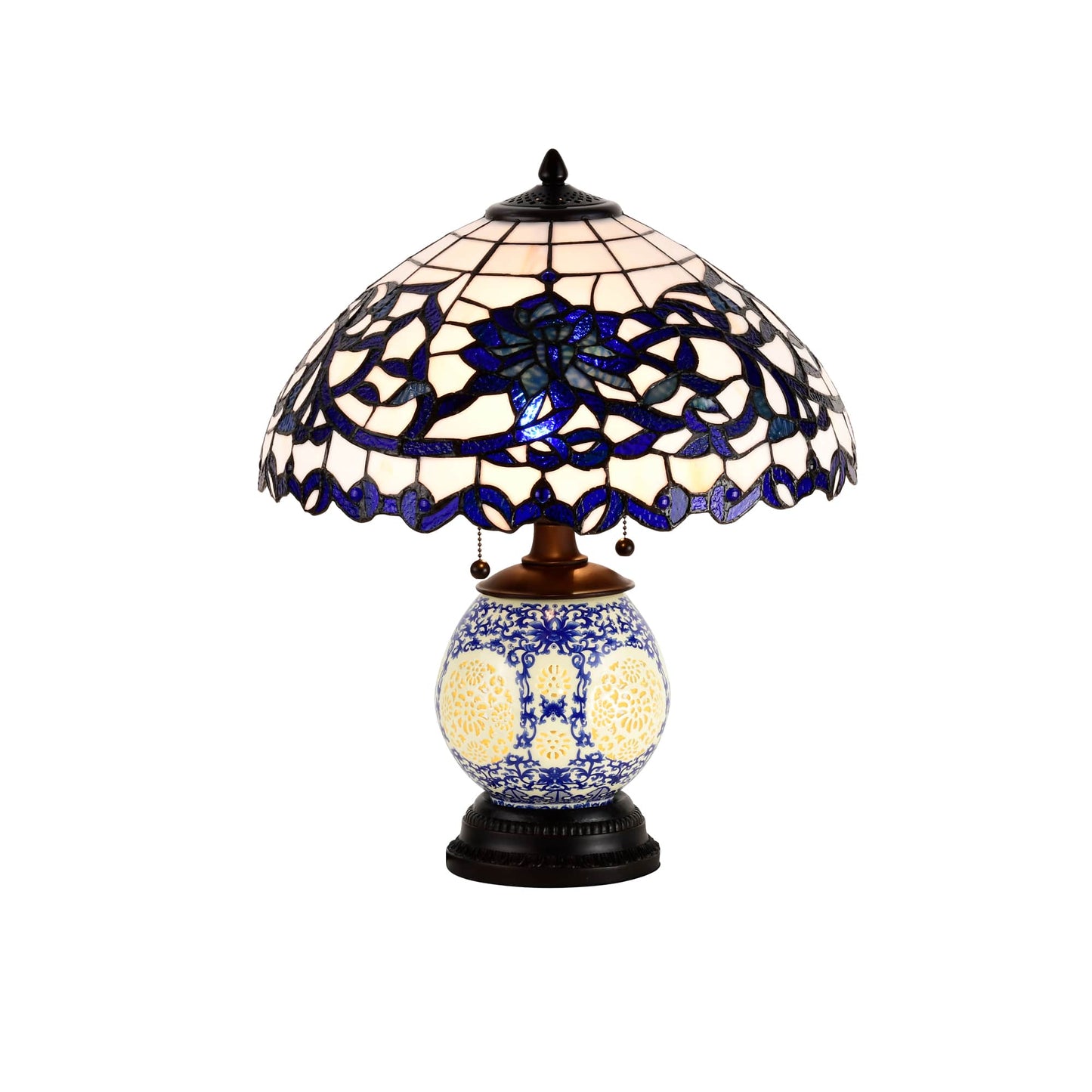 Warehouse of Tiffany Akiko 3-light Blue Glass 21-inch Double-lit Tiffany-style Table Lamp