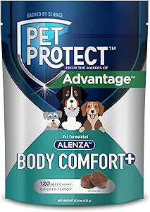 Pet Protect Whole Body Comfort+ Supplement for Dogs, Vet-Formulated Alenza, Supports a Normal Inflammatory Response, Chicken-Flavored Soft Chews (120 Count)