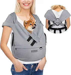 Petskd Dog Carrier Sling for Small Pet 7-15 LBS, Hands Free Front Facing Cat Sling Chest Carrier with Bottom Mat and Adjustable Strap for Pets Anti-Anxiety, Walk, Vet