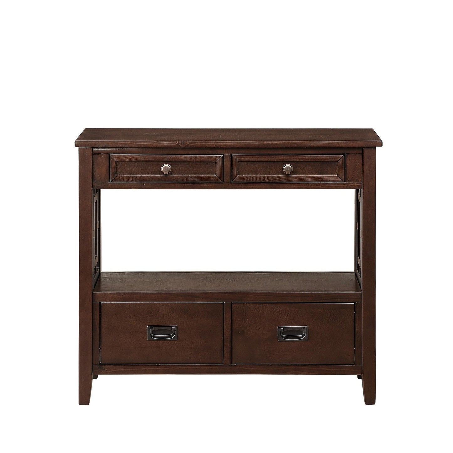 Dimakai Farmhouse Rectangular Wood Espresso Pine 36-in W x 31.5-in H Console table with Drawers