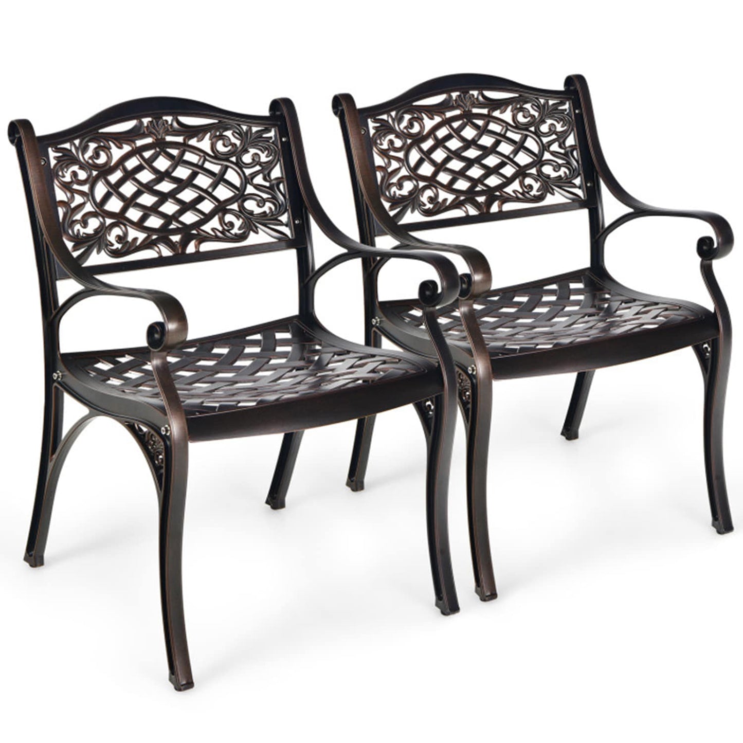 Dimakai Set of 2 Stackable Bronze Aluminum Frame Stationary Dining Chair with Solid Seat
