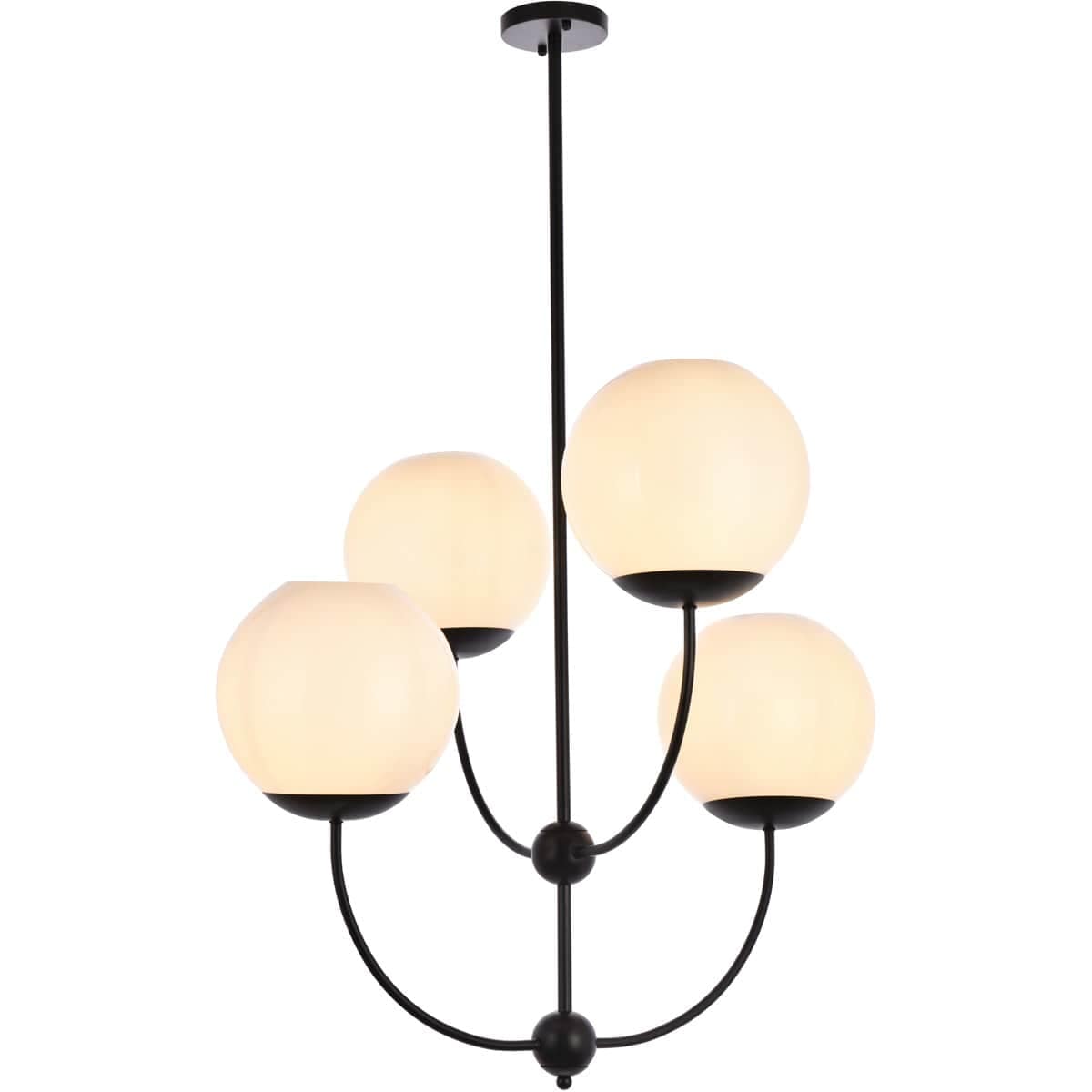 Elegant Lighting Living District LD653D30BK Lennon 4 Light 32 inch Black Pendant Ceiling Light