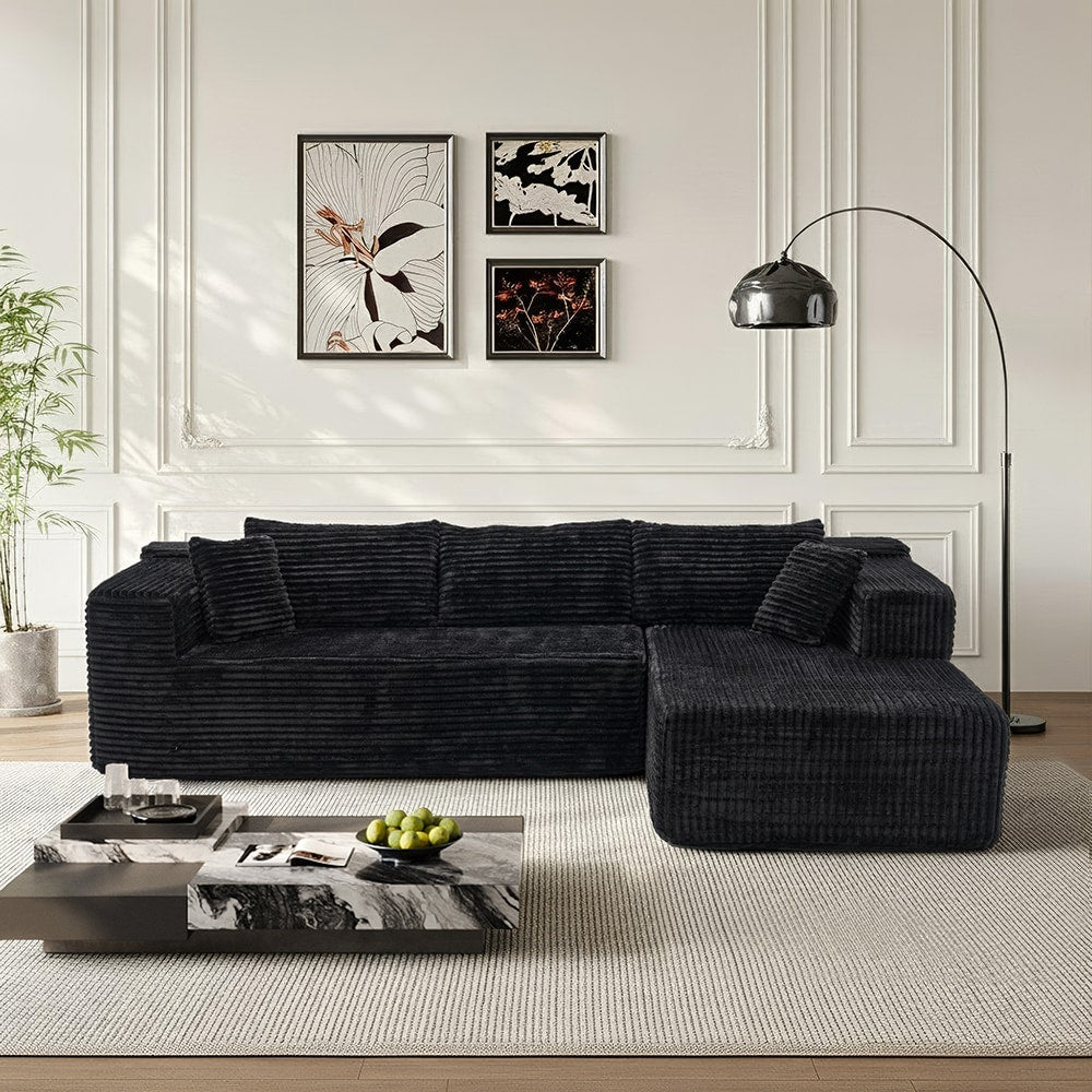 Homsee Luxurious Black Sofa with Enhanced Compression Foam and High Density Fabric for Ultimate Comfort and Durability Spacious Design for Modern Living Rooms and Family Spaces