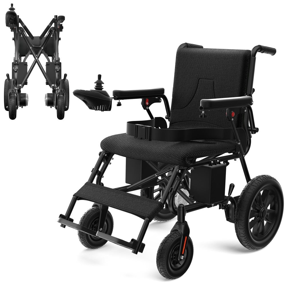 Dowan Electric Wheelchairs for Adults Foldable Lightweight Power Wheelchair Dual Motors 20 Miles Longer Range All Terrain Portable Motorized Wheelchair for Seniors Support 350 lbs Black