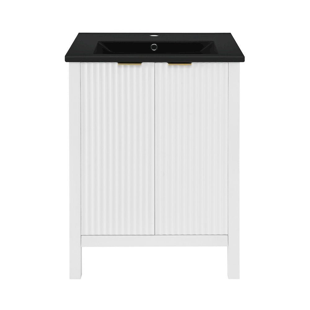 Swiss Madison Bastille 24 in White Bathroom Vanity With Black Ceramic Sink Top