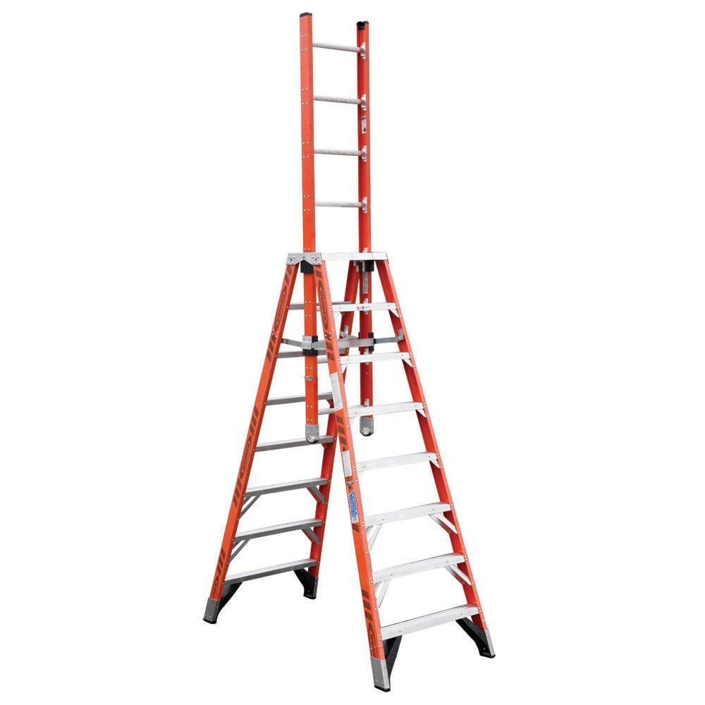 Werner D7400 8-ft ( 12-ft Reach Height ) Fiberglass Type 1A - 300 lbs. Load Capacity Trestle ladder