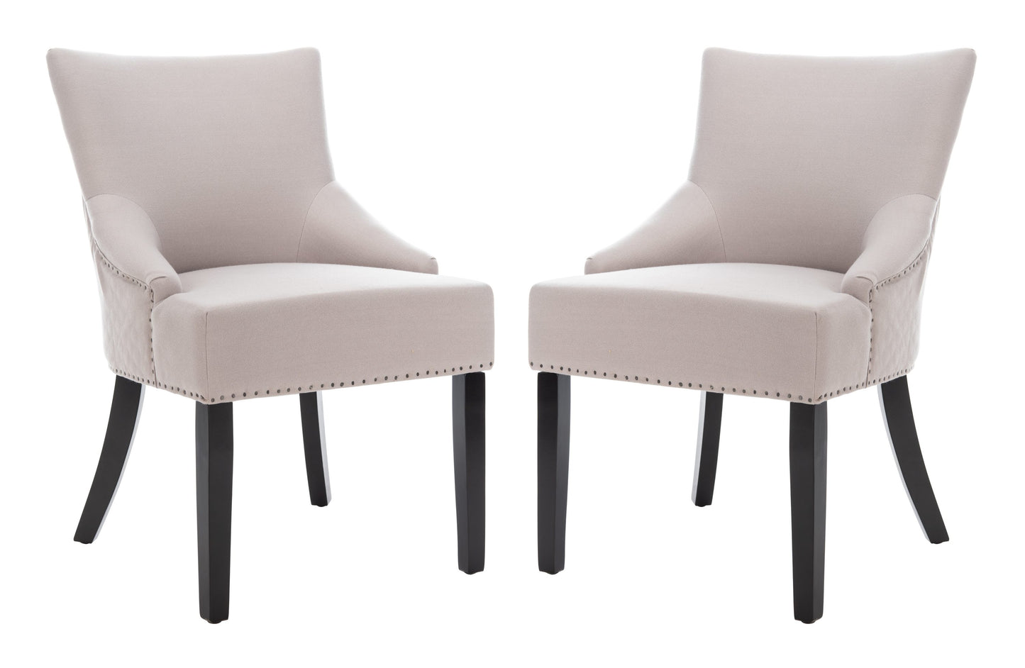 Safavieh Set of 2 Lotus Contemporary/Modern Linen Upholstered Side Chair (Wood Frame)