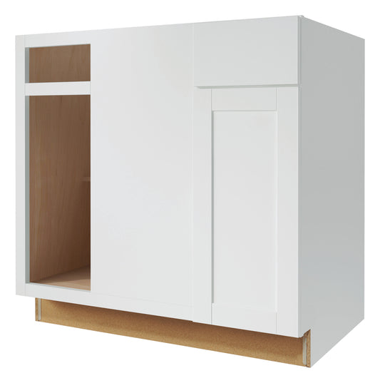 Diamond NOW Arcadia 36-in W x 35-in H x 23.75-in D White Blind Corner Base Fully Assembled Cabinet Recessed Panel Shaker
