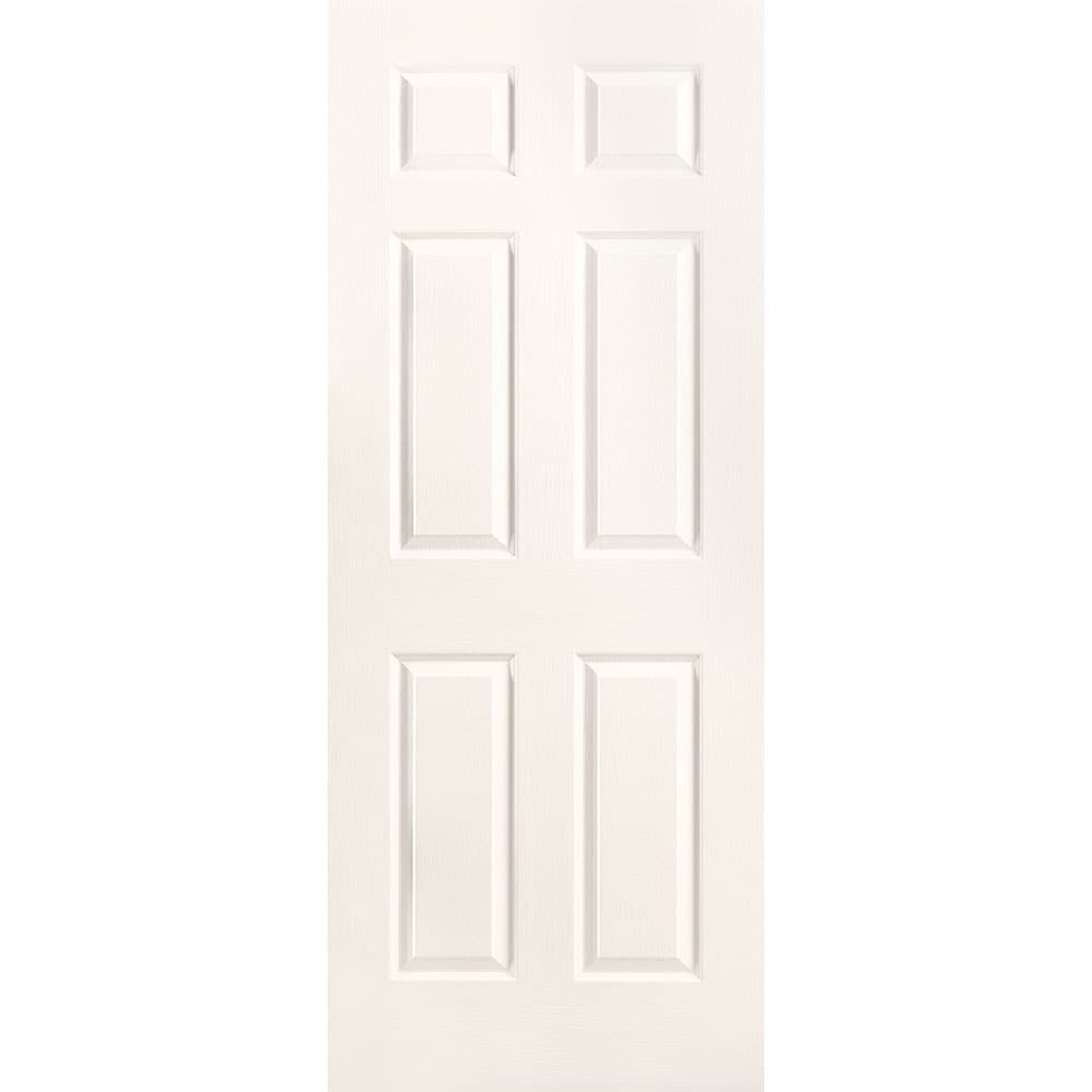 Masonite Traditional 32-in x 80-in Snowstorm 6-panel Textured Solid core Prefinished Molded composite Slab Door