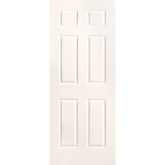 Masonite Traditional 32-in x 80-in Snowstorm 6-panel Textured Solid core Prefinished Molded composite Slab Door