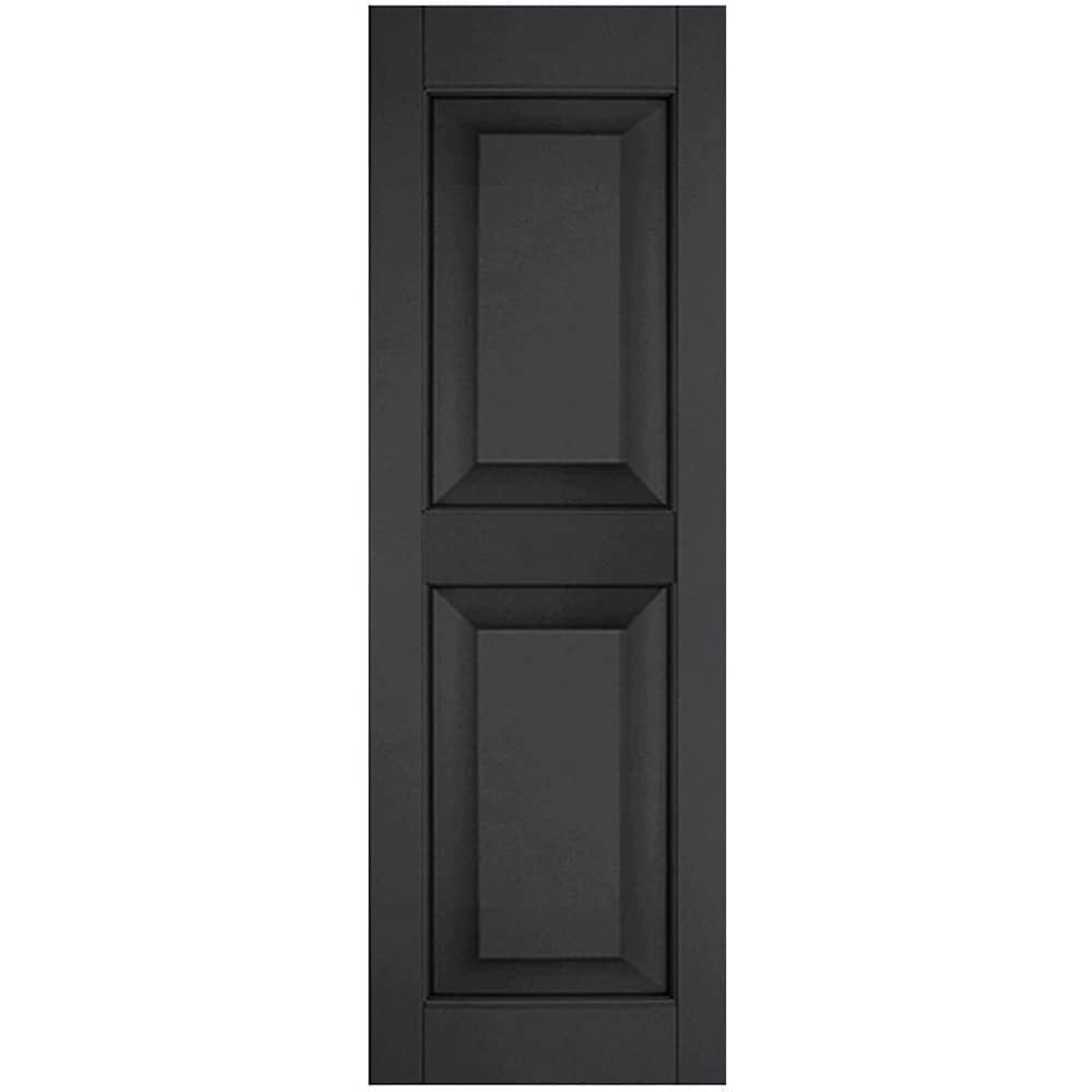 Ekena Millwork 12-in W x 76-in H Black Raised panel Wood Exterior Shutters ( 2 -Pack )
