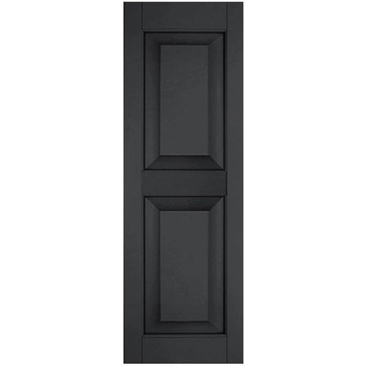 Ekena Millwork 12-in W x 76-in H Black Raised panel Wood Exterior Shutters ( 2 -Pack )