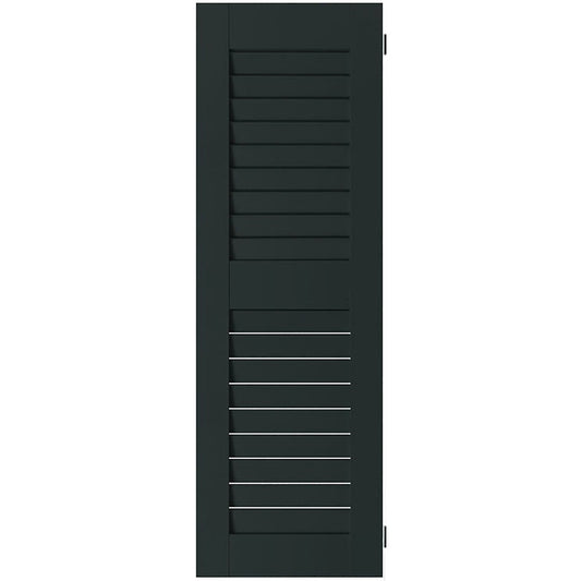 Ekena Millwork 12-in W x 41-in H Black Forest Green Louvered Wood Exterior Shutters ( 2 -Pack )