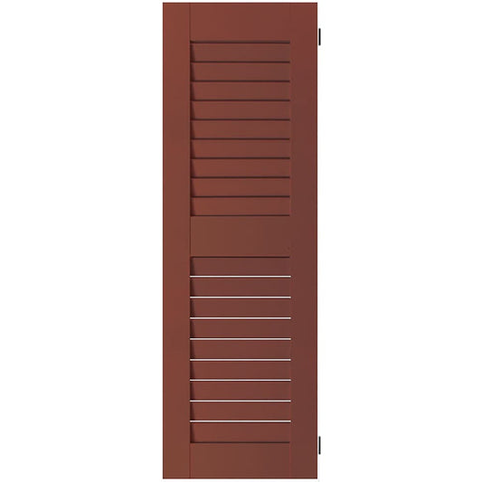 Ekena Millwork 12-in W x 25-in H Country Redwood Louvered Wood Exterior Shutters ( 2 -Pack )