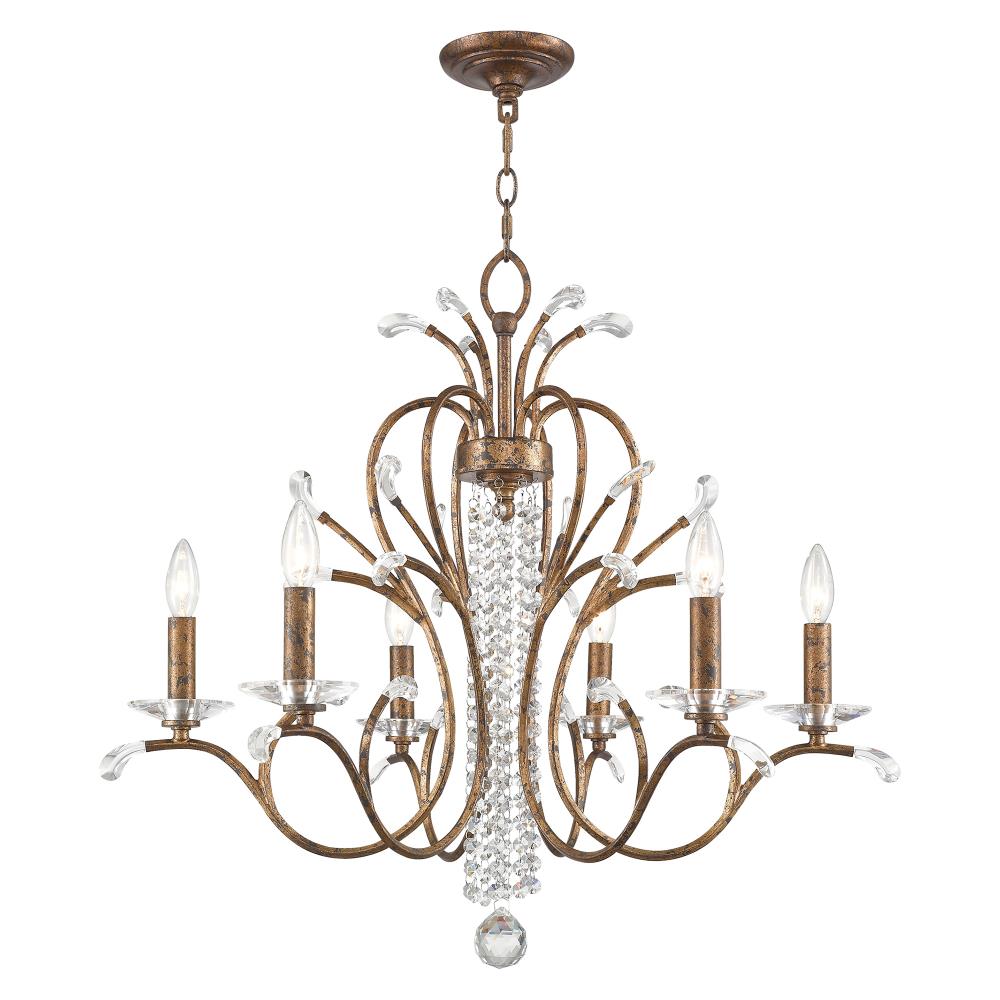 Livex Lighting Serafina 6 -Light Antique Bronze Indoor Crystal Steel Chandelier