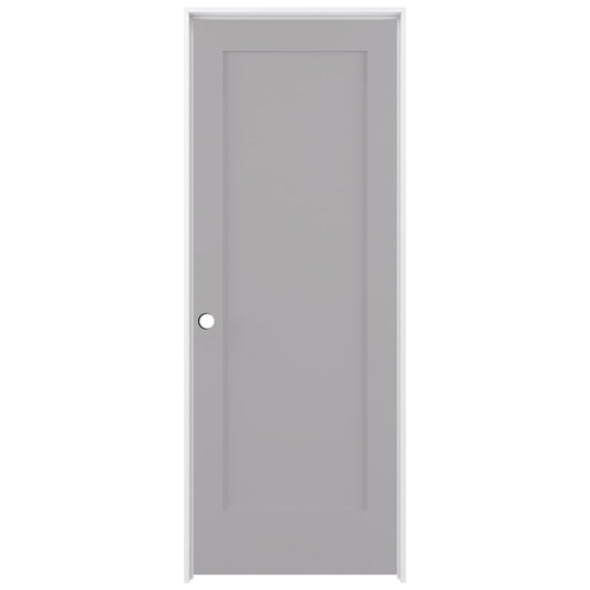 RELIABILT 24-in x 80-in Driftwood Solid core 1-panel Right hand Smooth Prefinished Pine Wood Flat Jamb Single Prehung Interior Door with