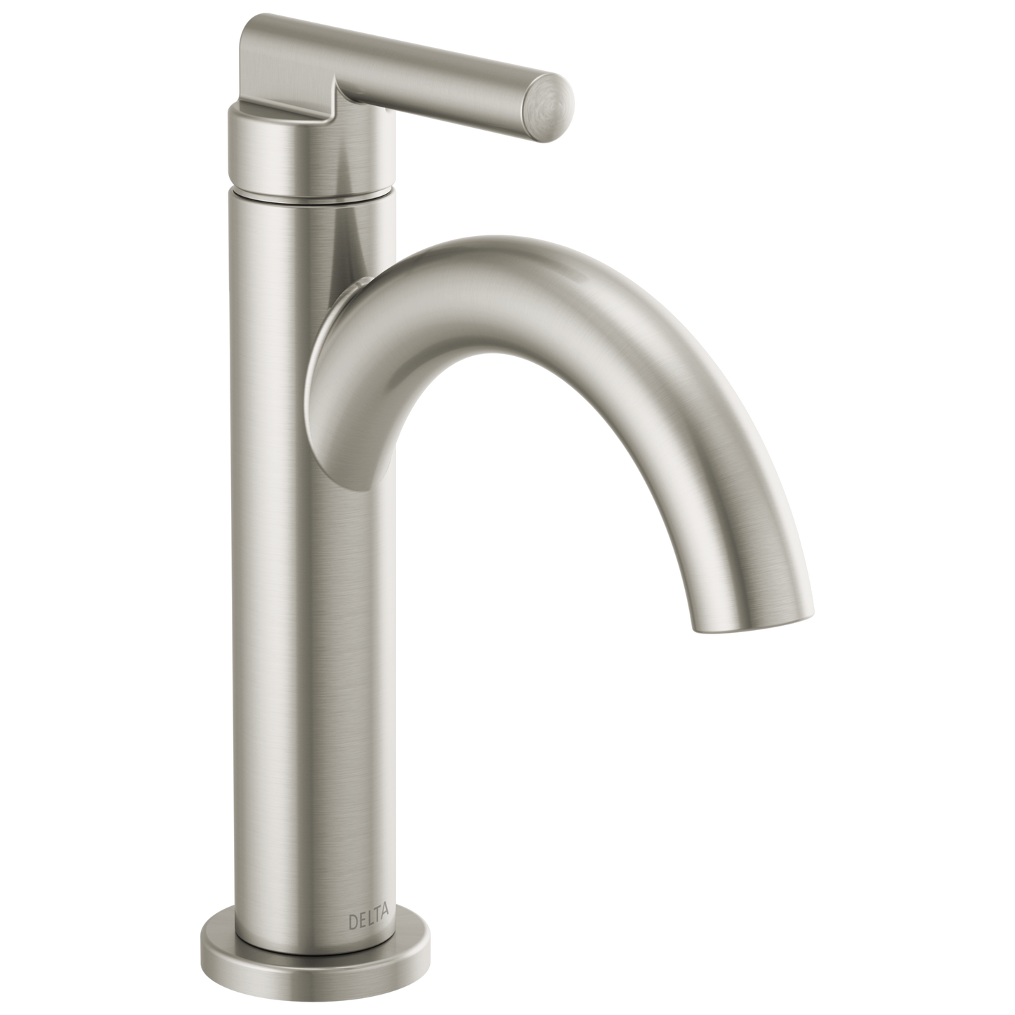 Delta Nicoli Stainless Single hole 1-handle WaterSense Mid-arc Residential Handle Bathroom Sink Faucet with Drain with Deck Plate