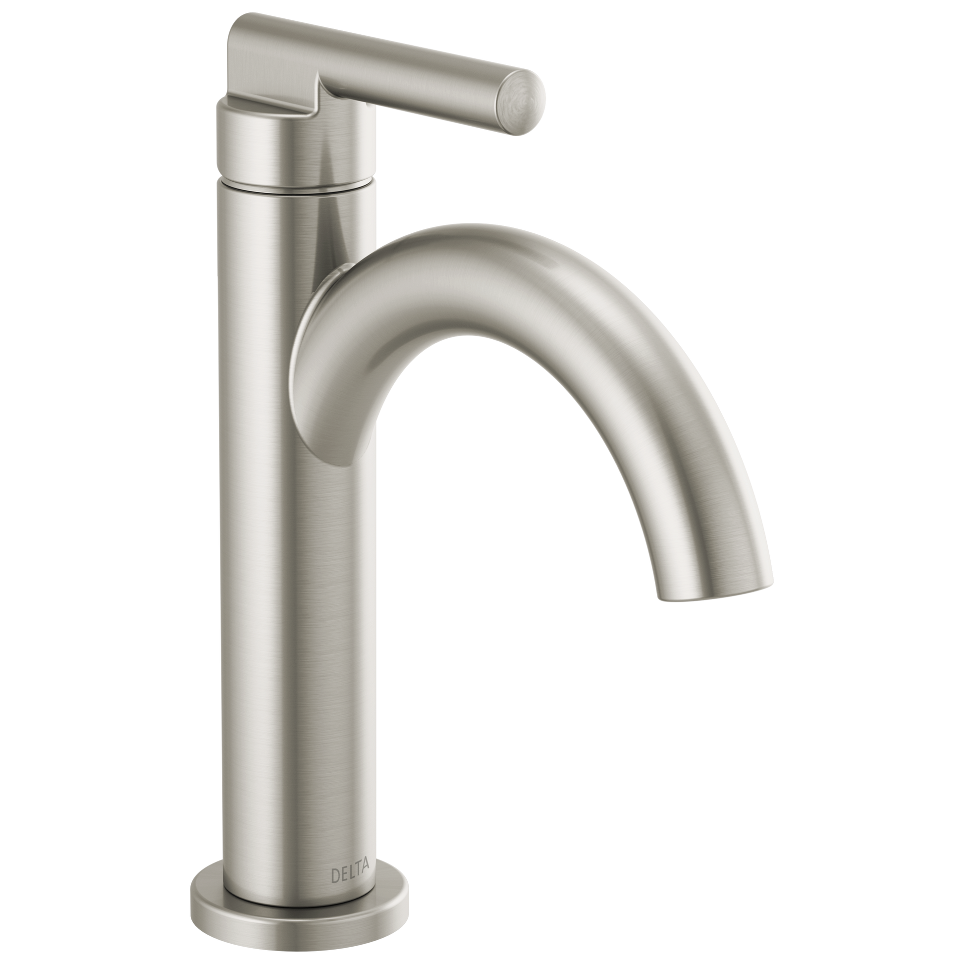 Delta Nicoli Stainless Single hole 1-handle WaterSense Mid-arc Residential Handle Bathroom Sink Faucet with Drain with Deck Plate