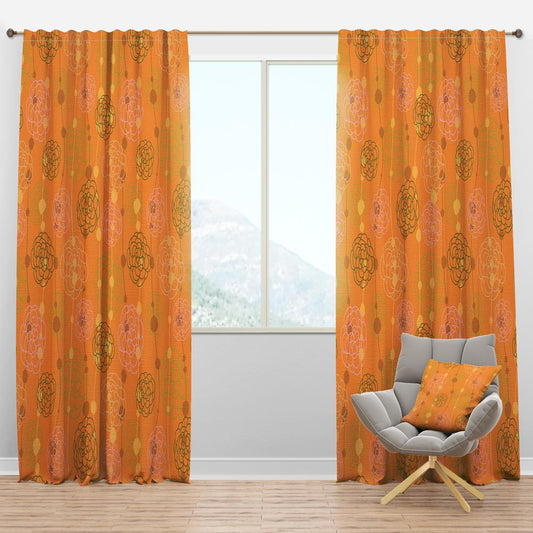 Designart 120-in Orange Room darkening Thermal lined Rod pocket Single curtain panel