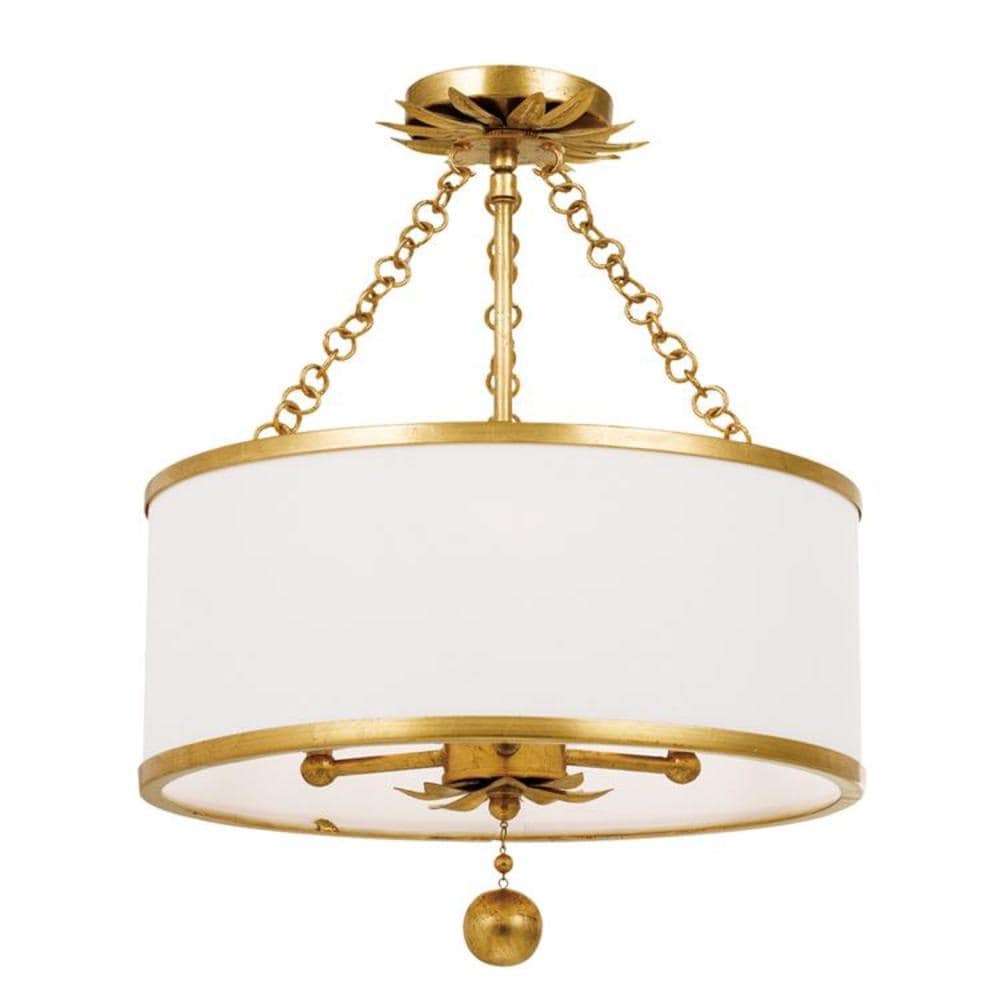 Crystorama Broche 3 -Light 14-in Antique Gold Semi Flush Mount Light