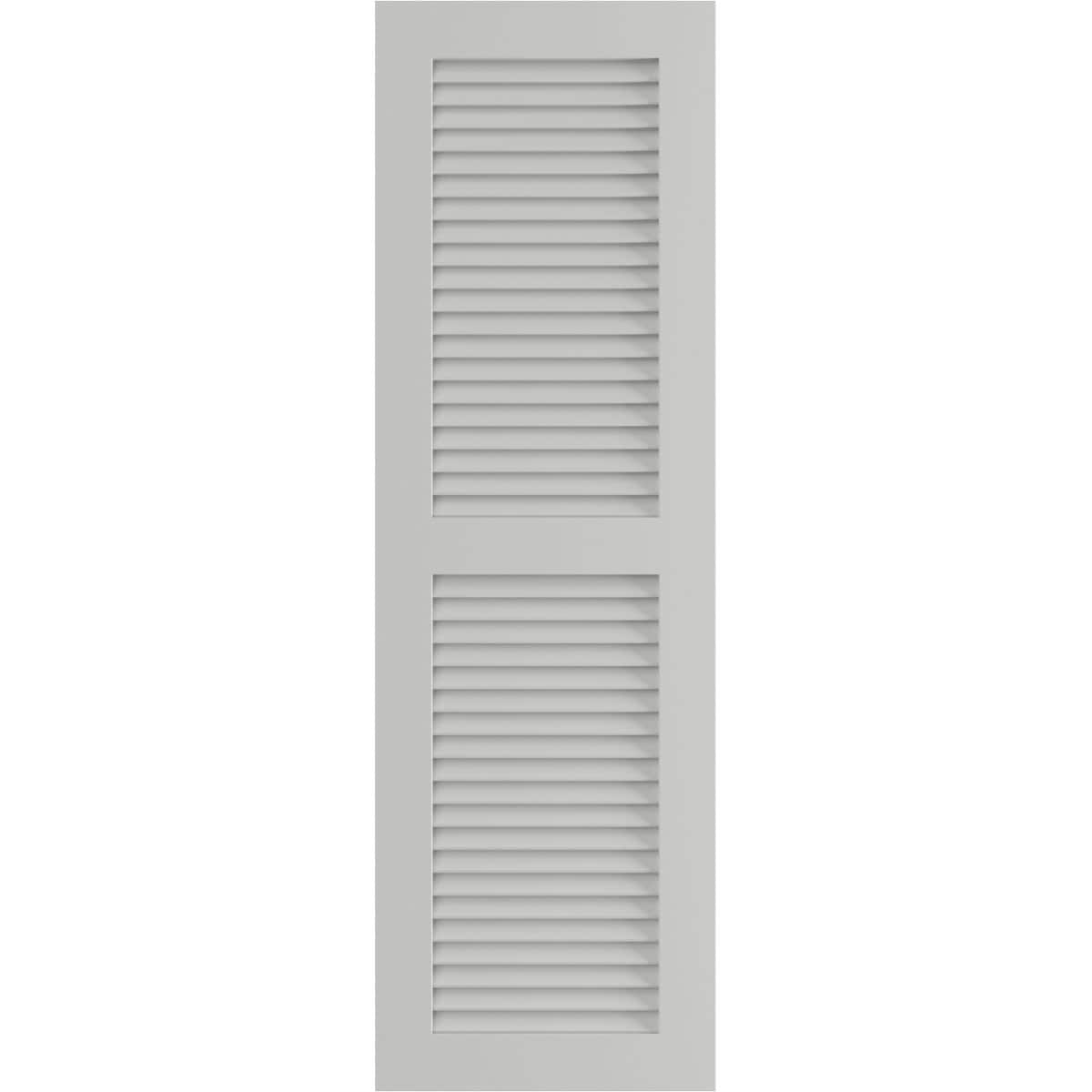 Ekena Millwork 12-in W x 51-in H Hailstorm Gray Louvered Exterior Shutters ( 2 -Pack )