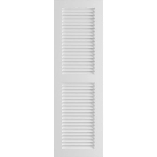 Ekena Millwork 15-in W x 61-in H White Paintable/Stainable Louvered Exterior Shutters ( 2 -Pack )