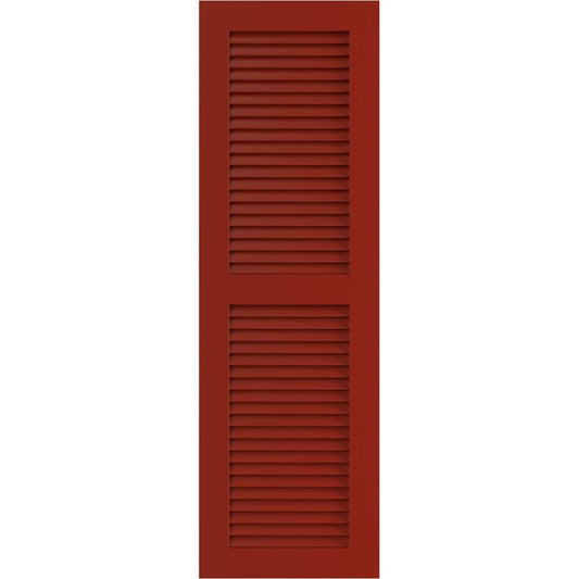 Ekena Millwork 15-in W x 53-in H Fire Red Louvered Exterior Shutters ( 2 -Pack )