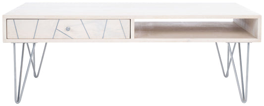 Safavieh Modern Wood White Mango 43-in W x 16-in H with Drawers Coffee Table
