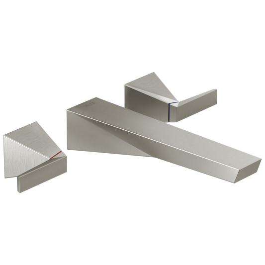 Delta Trillian Lumicoat Stainless Wall-mount 2-handle WaterSense Mid-arc Residential Handle Bathroom Sink Faucet