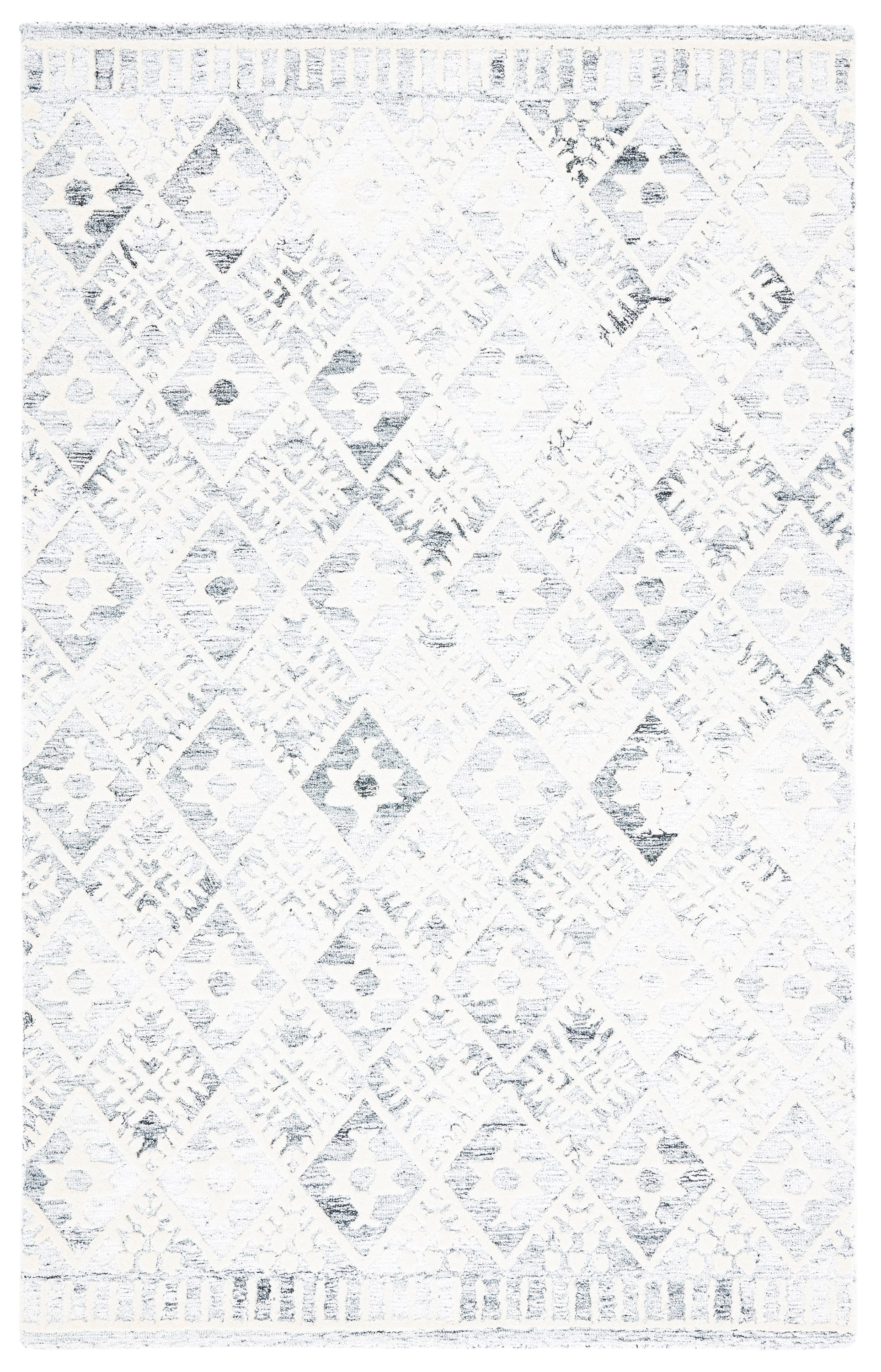 Safavieh Roslyn Valeriya 6 x 9 (ft) Tufted Polyester Gray/Ivory Rectangular Indoor Abstract Bohemian/Eclectic Spot Clean Only Area rug