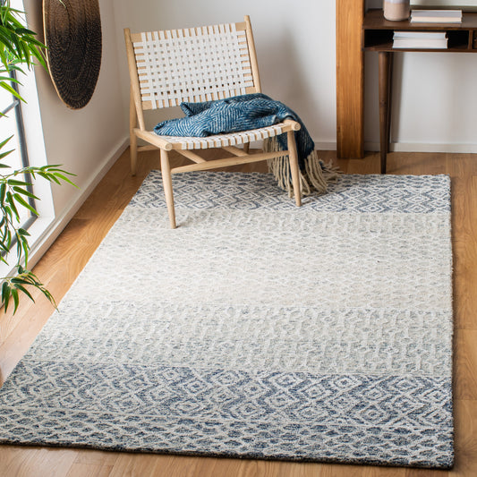 Safavieh Glamour Berna 9 x 12 (ft) Tufted Wool Blue/Ivory Rectangular Indoor Abstract Farmhouse/Cottage Spot Clean Only Area rug