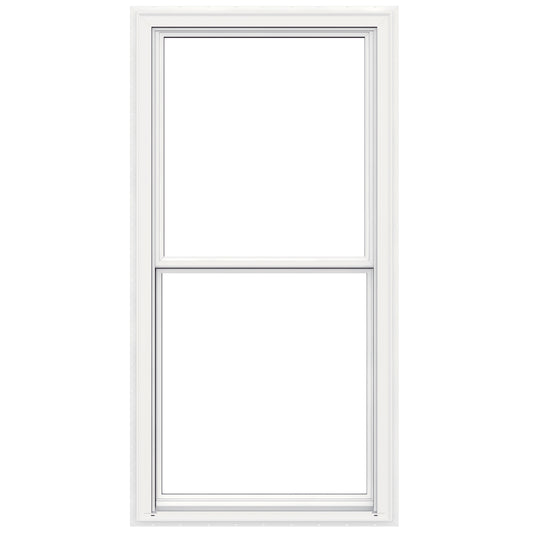 JELD-WEN V-2500 White Exterior White Interior Vinyl New construction Double Hung Window Low-E argon Double Pane Glass (Full Screen Included)