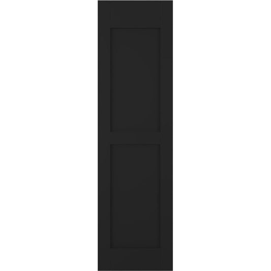 Ekena Millwork 12-in W x 68-in H Black Paintable/Stainable Flat panel Wood Exterior Shutters ( 2 -Pack )