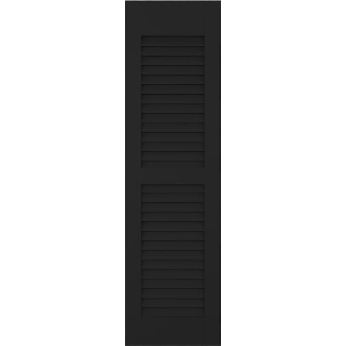 Ekena Millwork 15-in W x 77-in H Black Paintable/Stainable Louvered Wood Exterior Shutters ( 2 -Pack )