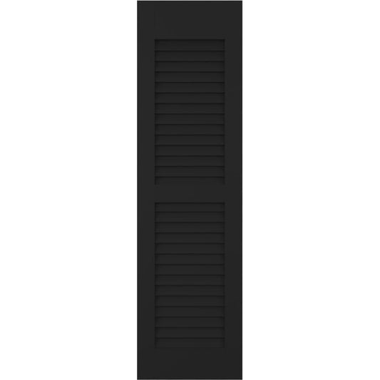 Ekena Millwork 15-in W x 77-in H Black Paintable/Stainable Louvered Wood Exterior Shutters ( 2 -Pack )