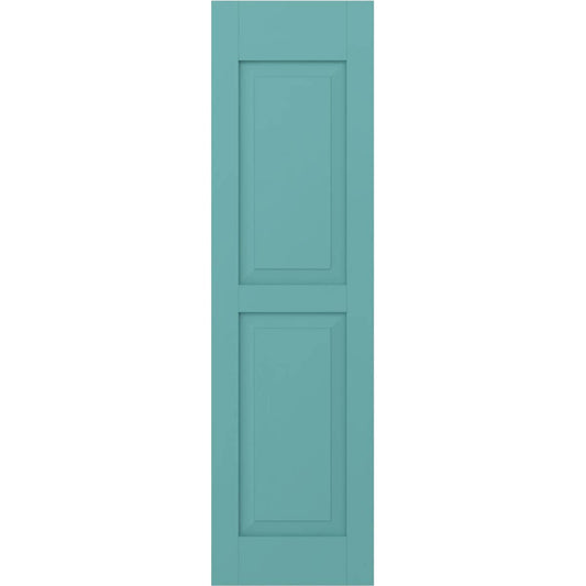Ekena Millwork 12-in W x 67-in H Pure Turquoise Raised panel Wood Exterior Shutters ( 2 -Pack )