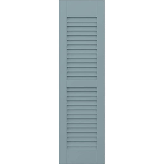 Ekena Millwork 18-in W x 72-in H Peaceful Blue Paintable/Stainable Louvered Wood Exterior Shutters ( 2 -Pack )