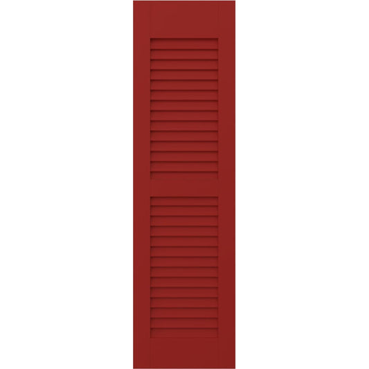 Ekena Millwork 18-in W x 61-in H Fire Red Louvered Wood Exterior Shutters ( 2 -Pack )